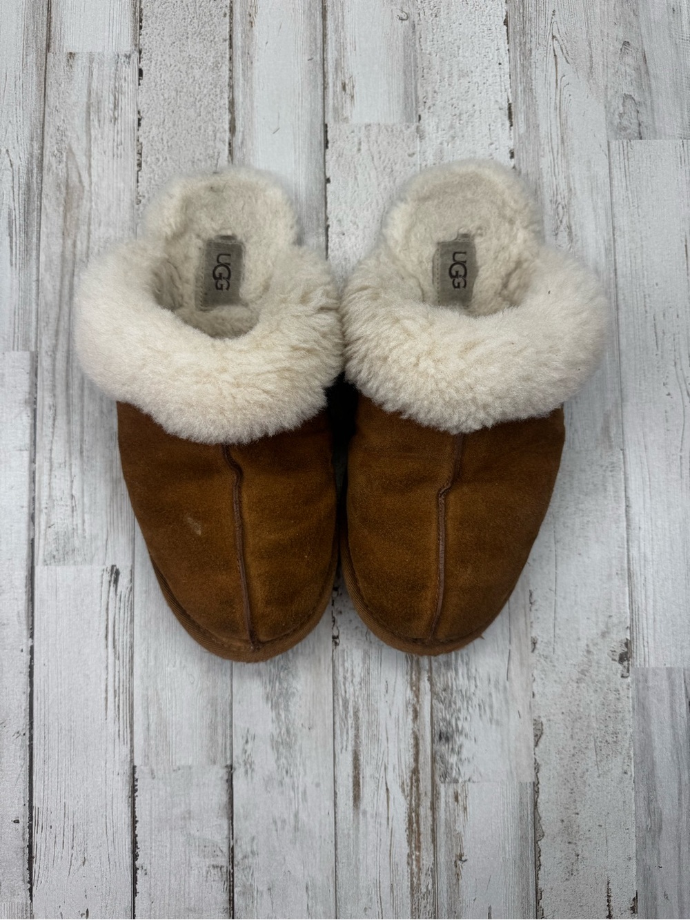 UGG Ivory Shearling Clog Slides